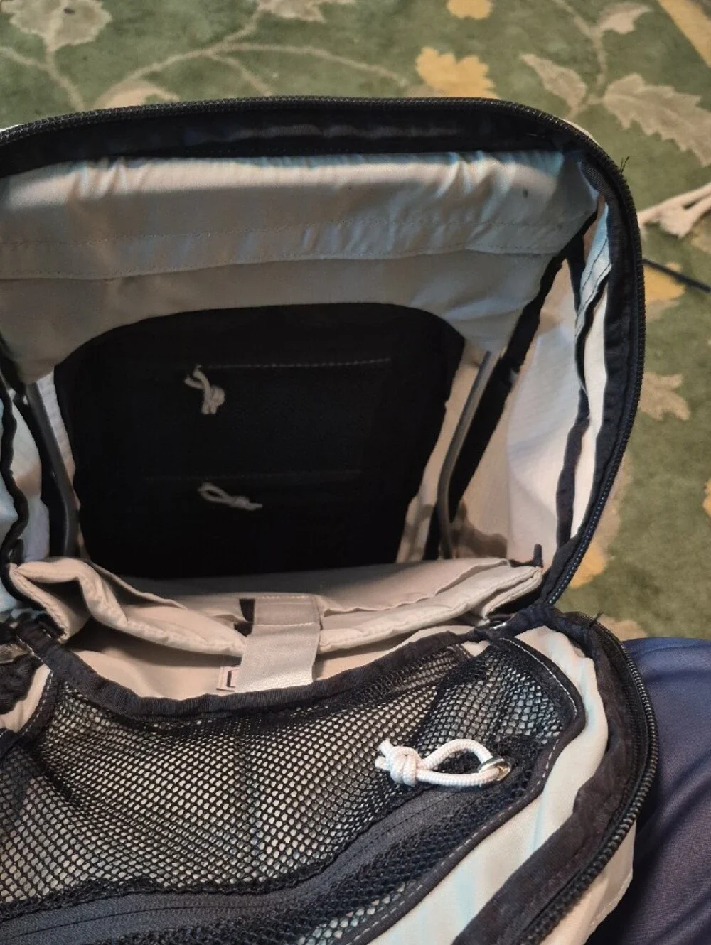 Light Gray and Black Men's Hiking Backpack with Padded Back Panel
